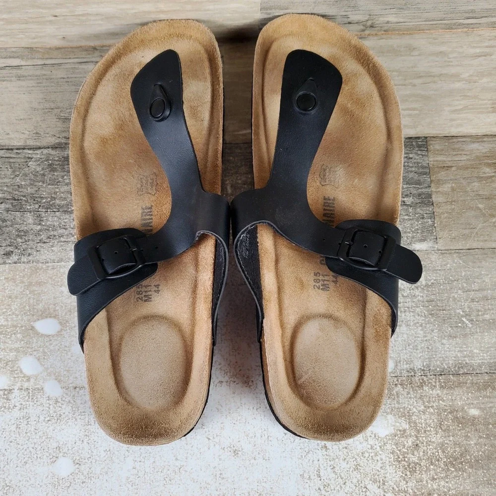 Cushionaire Thong Sandals Mens Sz 11‎ Black Slip On Flip Flop